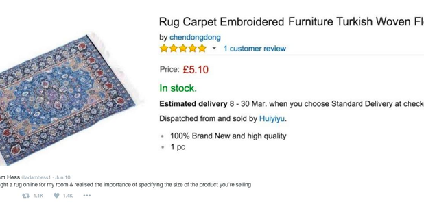 Man buys rug online